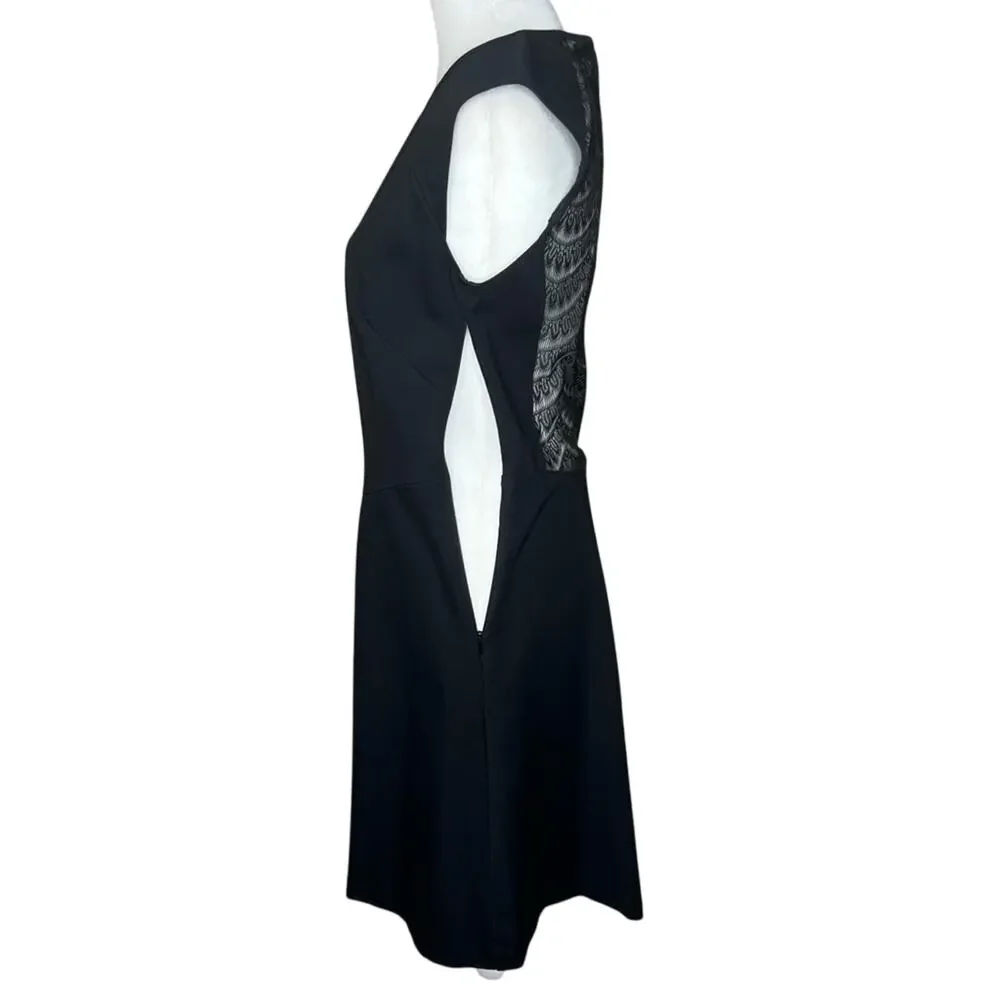 ABS Platinum Fairy Goth Black Dress 8 Scalloped Lace Open Back Fit Flare Mini
